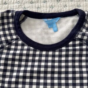 Draper James gingham Checkered Navy and White lightweight sweatshirt.